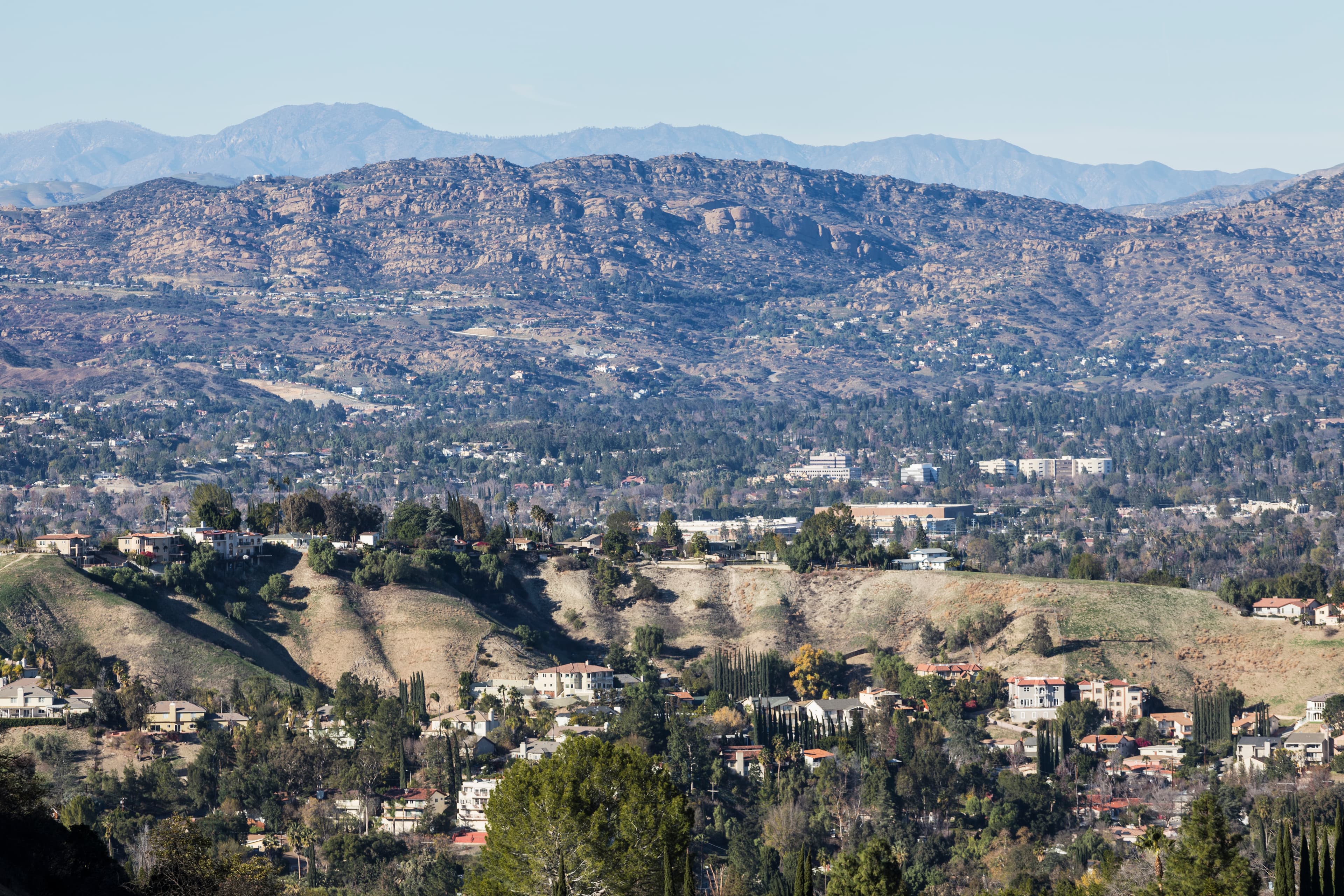 Aerial view of Woodland Hills, West Hills and the San Fernando Valley